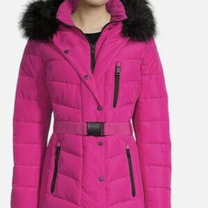 COPY - Women's Xersion Water Resistant  Winter Puffer Coat Faux Fur Hood Belt